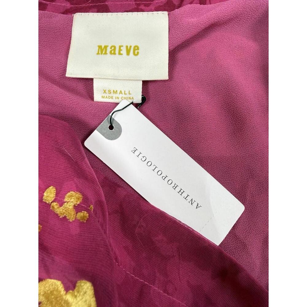 Anthropologie Maeve Top Women XS Ombré Shimmer Tee Velvet Burnout Fairy Silk - Picture 2 of 8